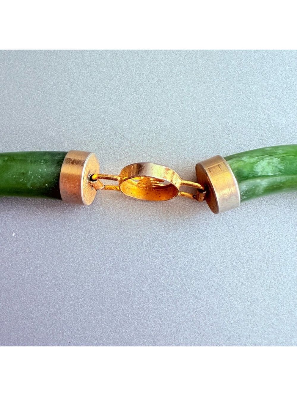 4 Lucky Wishes Natural Green Jade Nephrite Gold Tone Link Vintage Bracelet - Picture 5 of 9